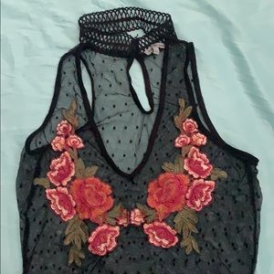 Rose mesh body on with choker